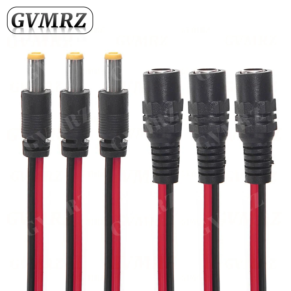 5PCS DC Power Male Female Cable 12V Plug DC Adapter Cable Plug Connector For CCTV Camera DC Plug 5.5*2.1mm 5.5x2.1