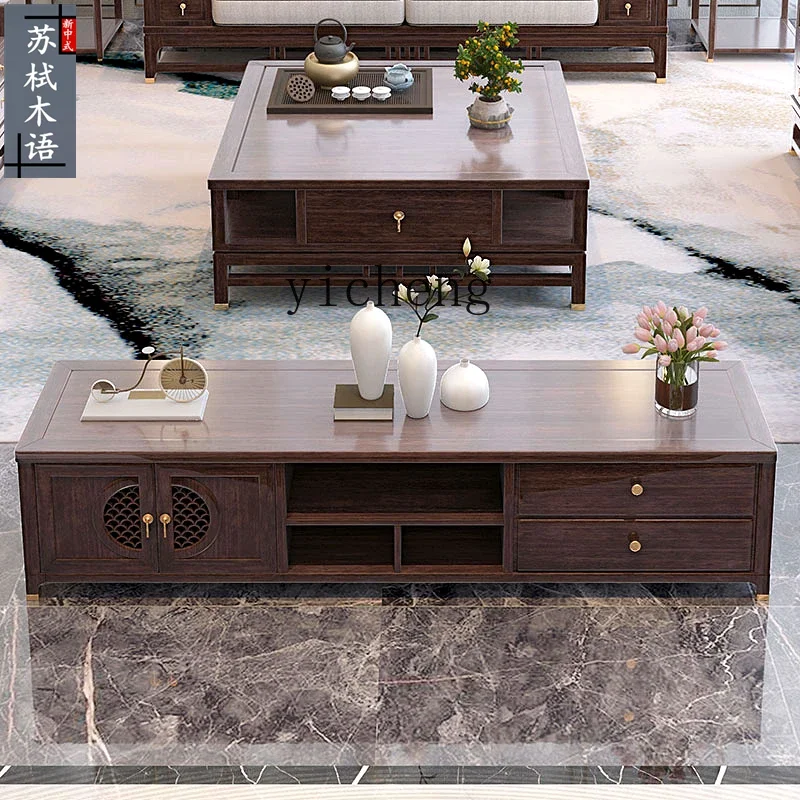 

XL Solid Wood TV Cabinet Light Luxury Zen Locker Living Room Floor Cabinet Modern Large and Small Apartment Type Furniture