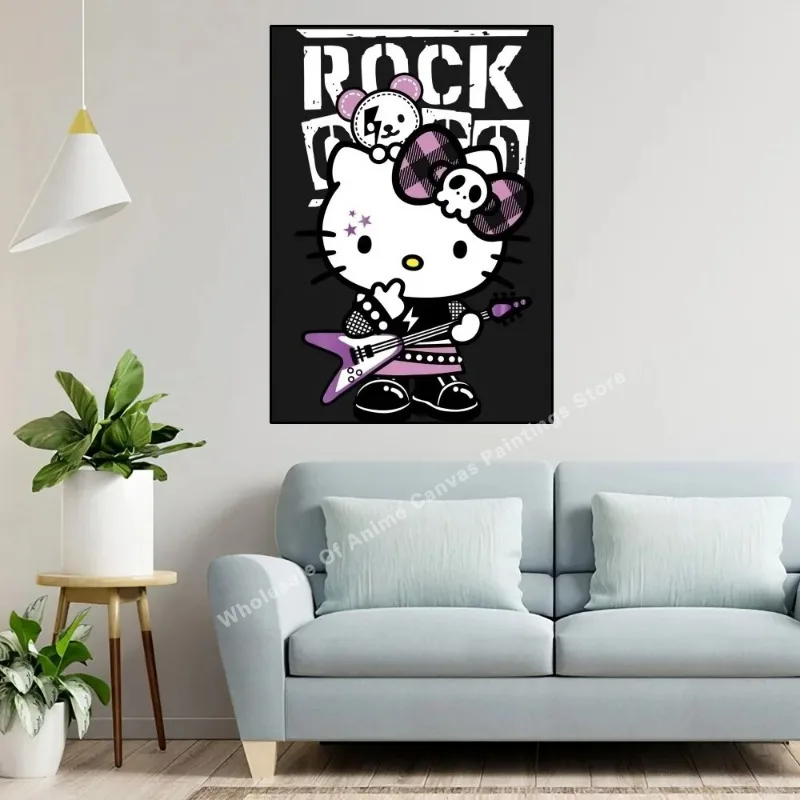 Kawaii Hello Kitty Poster Home Room Decor Aesthetic Art Wall Painting Stickers