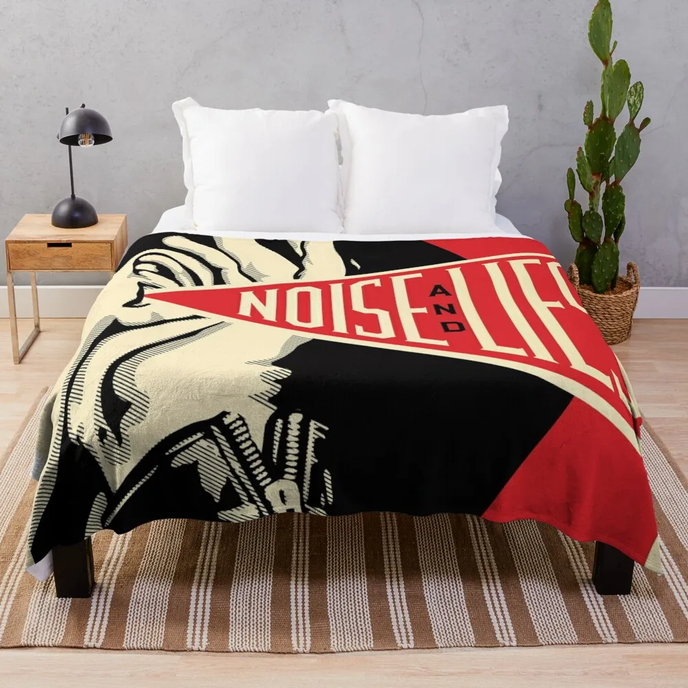 shepard fairey " noise and lies " Throw Blanket Fluffy Shaggy Blanket Sofa Blanket