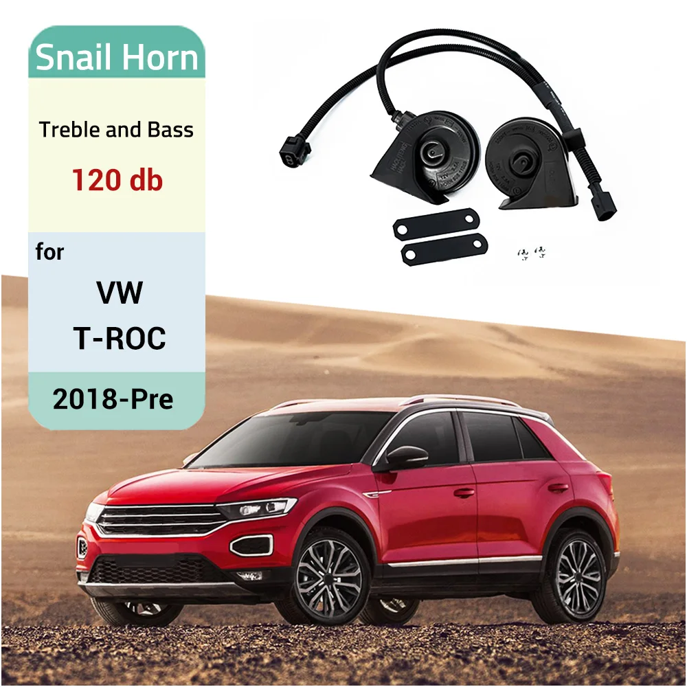 Głośniki samochodowe z klaksonem ślimaka głośnik wysokich basów wodoodporny gwizdek dla VW T-ROC 2018-2025 Car-Styling