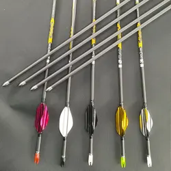 12pcs 30.5in ID4.2mm Pure Carbon Arrow Spine350-900 with 1.8in Spin Vanes Spiral Feather Recurve Compound Bow Hunting Shooting