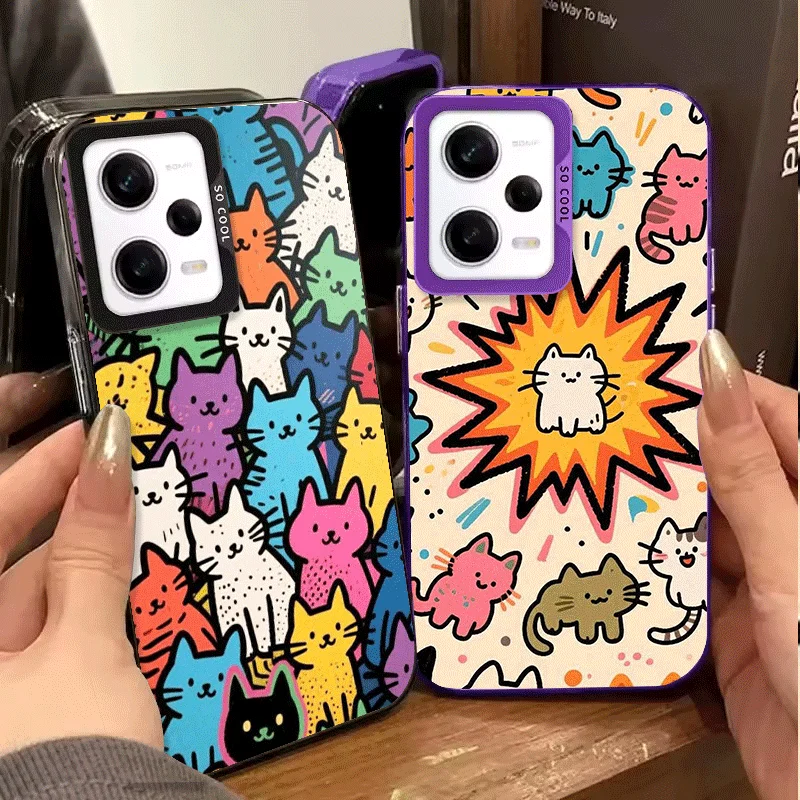 Cartoon Cute Cats Theme Soft Phone Case for Samsung Galaxy S24 S25 FE S26 Edge S23 Ultra S22 Plus S21 + Shockproof Cover Back Sh