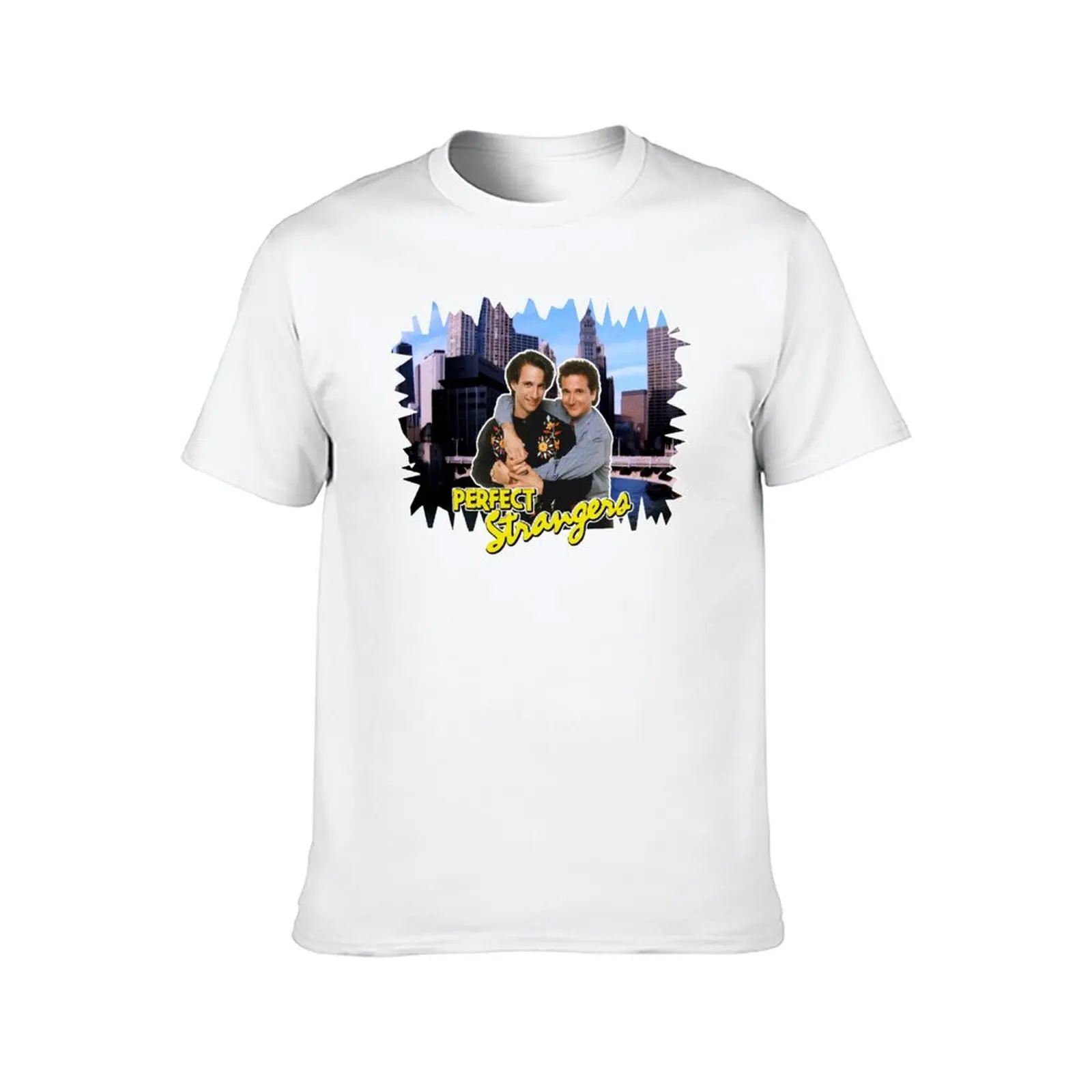 Perfect Strangers Larry Balki Retro Throwback Chicago skyline Tribute T-Shirt summer tops Men's cotton t-shirt