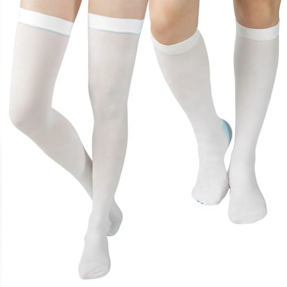 1 Pair Thigh High Anti Embolism Compression Stockings White Breathable Surgical Compression Stockings Comfortable