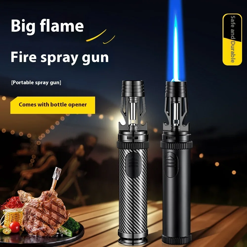 Potente encendedor de Gas de Metal a prueba de viento Turbo Jet llama roja y azul antorcha de cocina accesorios para fumar cigarros