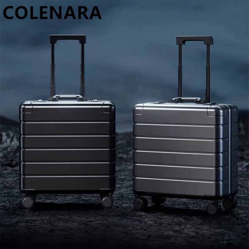 

Чемодан COLENARA из алюминиево-магниевого сплава, 18 дюймов, маленький мужской деловой чемодан, прочный дорожный чемодан с кодовым замком