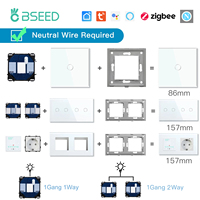 BSEED Zigbee Touch Switch Function Part Glass Panel Only Smart Dimmer Curtain Switch DIY Part Zigbee Socket Parts With Neutral