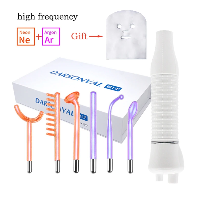 

High Frequency Facial Machine Skin Therapy With 6 Neon & Argon Wands Remove Wrinkles Acne darsonval for hair Facial Therapy Wand