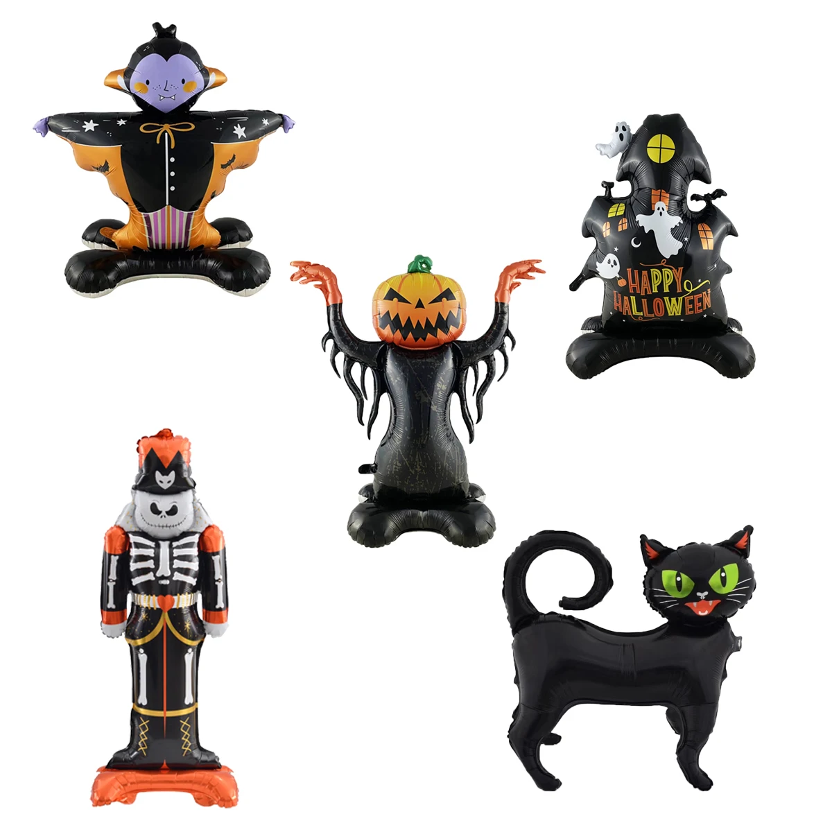 1pc stehen Kürbis Mann Katze Schädel Folie Luftballons Zauberer Ballon Halloween Ballon Halloween Dekorationen Tag der Toten dekorieren