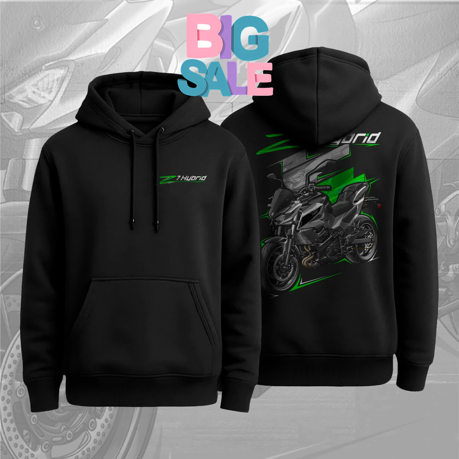 2024-2025 Models Japanese Z7 Hybrid Motorcycle Pullover Hoodie 100% Cotton Comfortable Casual Mens Sweatshirt Rider Streetwear