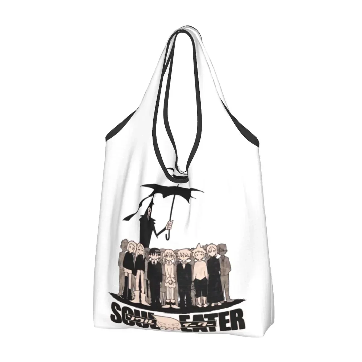 Soul Eater Groceries Shopping Tote Bags Women Fashion Shinigami Death the Kid Shoulder Shopper  Large Capacity Handbags