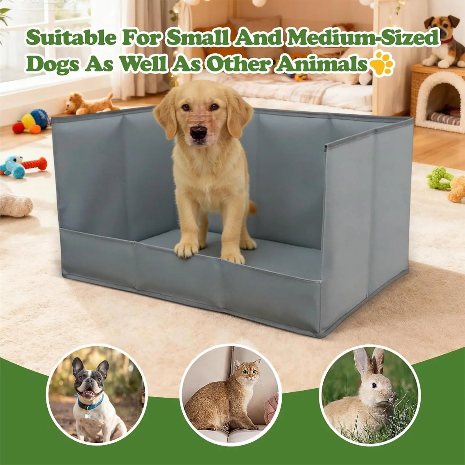 

Крытый горшок для собак с высокими стенами, портативный складной водонепроницаемый держатель для мочи, ящик для мусора для дома, квартиры, гостиной, улицы