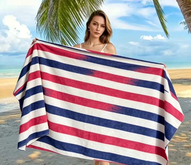Bohemian Geometric Chevron Beach Towel, Quick Dry Sand Free Microfiber Towel for Pool & Camping