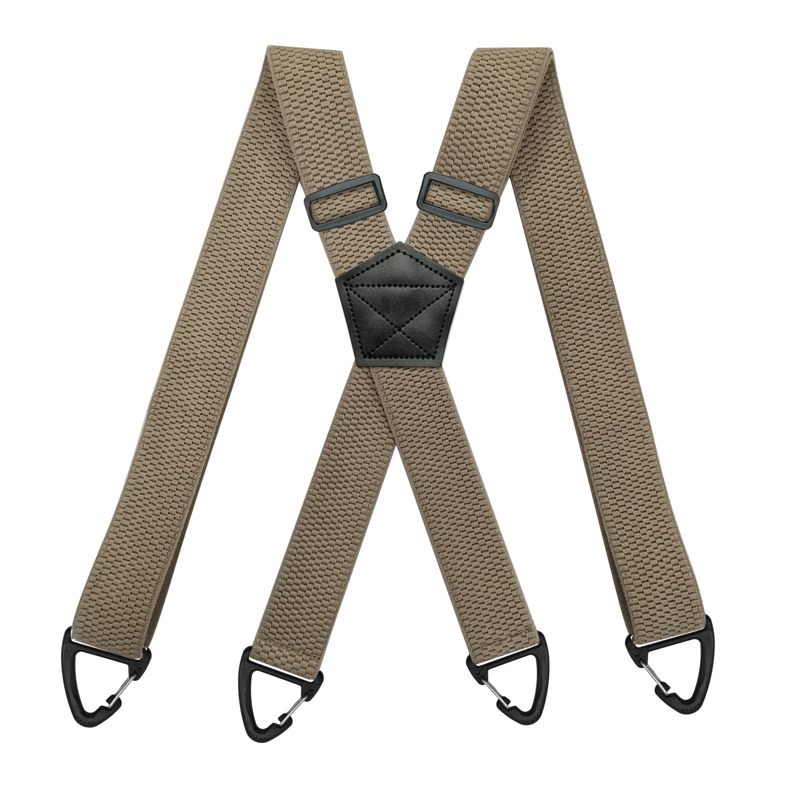 Robuste Hosenträger für Herren, Arbeit, Biker, Outdoor, 3,8 cm breit, X-Rücken, mit 4 Karabinerhaken, verstellbare elastische Hosenträger, Gurt