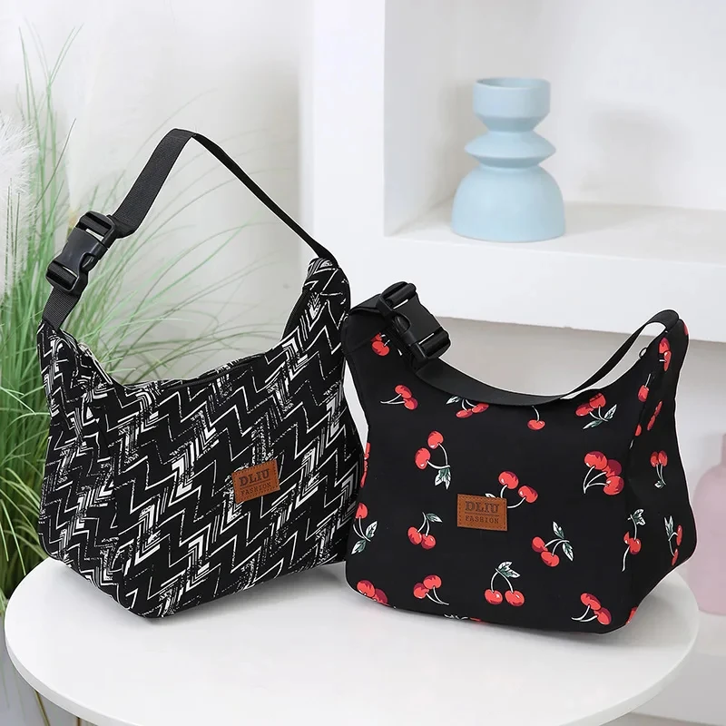 

Large Thickened Fabric Lunch Bag Aluminum Foil Insulation Layer Meal Box Storage Bag for Work Portable Food Container Bag