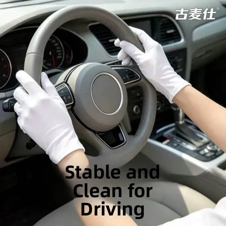 Driving Gloves Men's White Ceremony Gloves Anti-slip Sweat Absorbent Thin Lycra Finger Separated Protective Lightweight