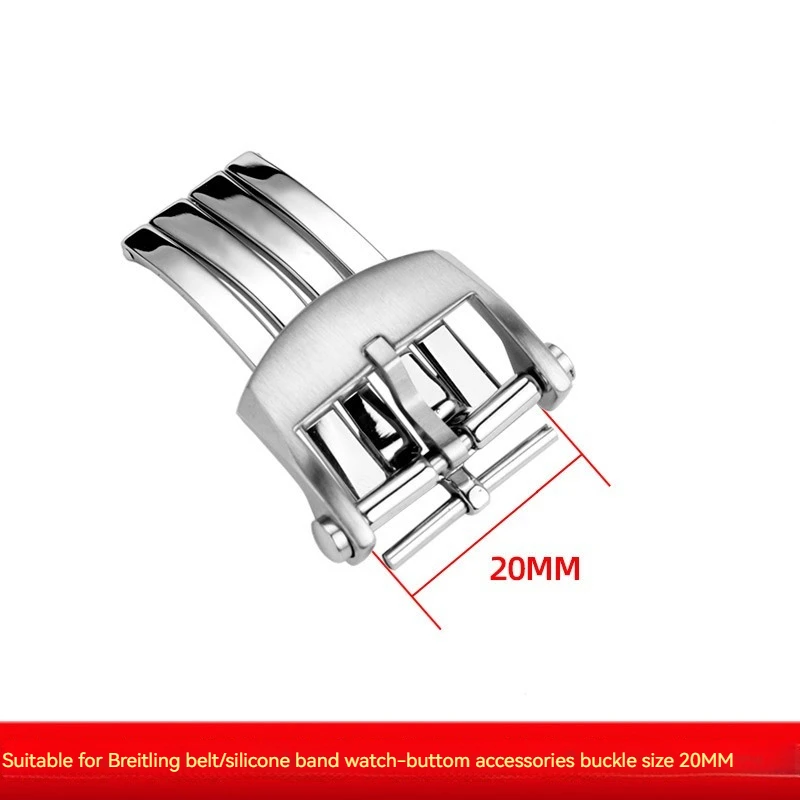 Wysokiej jakości akcesoria do pasków do zegarków ze stali nierdzewnej pasujące do zapięcia Breitling do skórzanego gumowego paska silikonowego srebrna składana klamra 20mm
