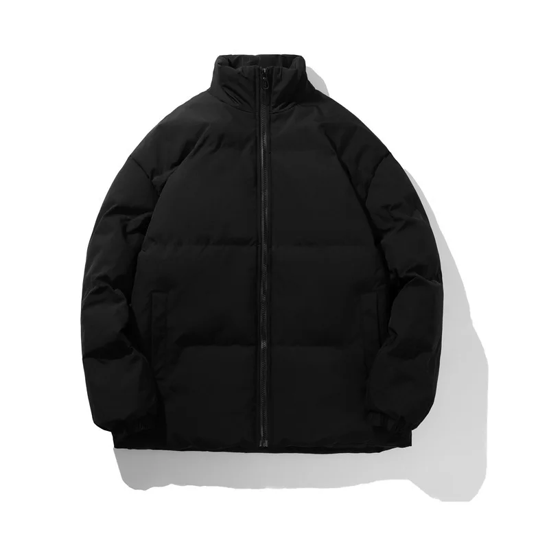 Chaquetas de plumón de algodón para hombre y mujer, Parka gruesa de marca de moda, abrigos acolchados de algodón para pareja, cuello alto sólido, talla grande, invierno