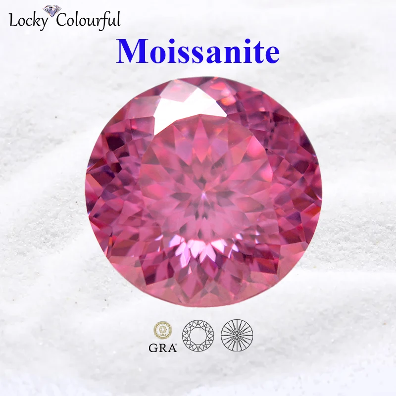 

Moissanite Round Shape 100 Faces Cut Pink Color VVS1 Bead for Charms DIY Jewelry Making Pendant Material with GRA Certificate