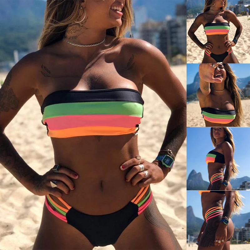 Traje de baño de dos piezas para mujer, bañador de playa a la moda, Bikini estampado, novedad de verano 2023