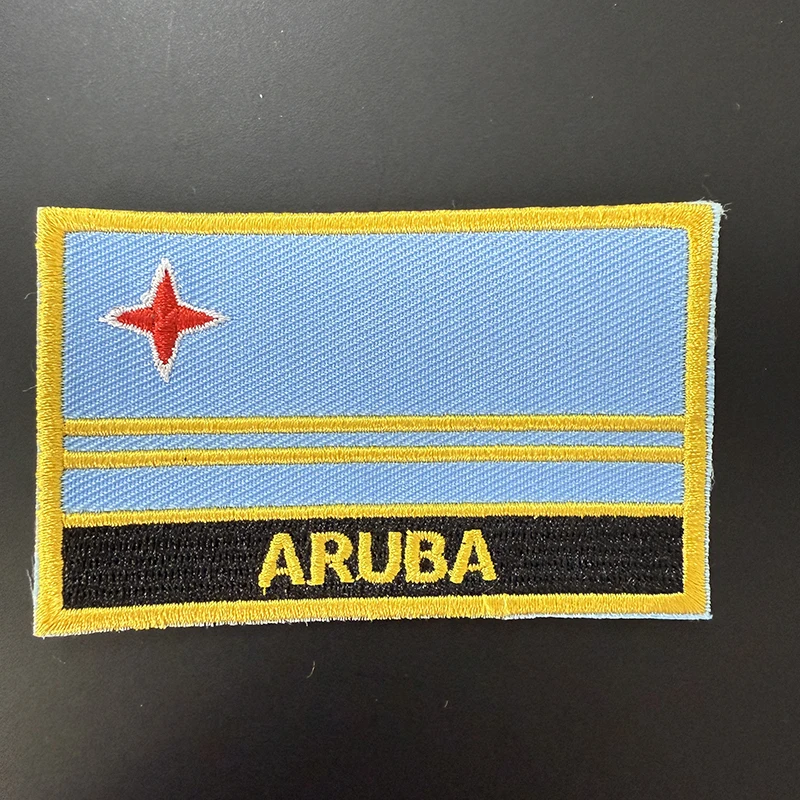 

ARUBA Flag Embroidery Patches Iron on Saw on Transfer patches Sewing Applications for Clothes in Home&Garden
