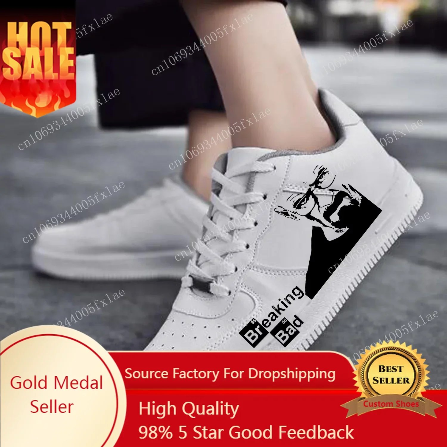 

Breaking Bad AF Basketball Mens Womens Sports Running High Quality Flats Force Sneakers Lace Up Mesh Customized Made Shoe White