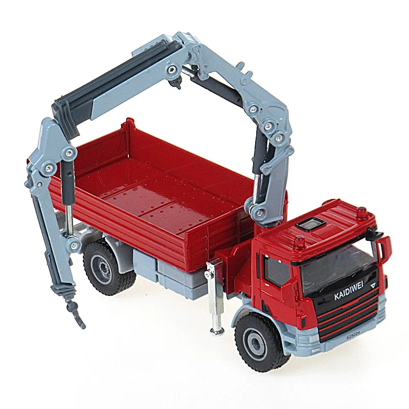 1/50 Truck With Crane Toy Car Engineering Miniature Vehicle Diecast Alloy Model Educational Collection Gift For Boy Children