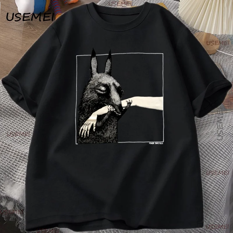 Funny Creature Bite Hand T Shirt Animal Lover Tshirt Crewneck Cotton Short Sleeve Tshirt Man Clothes Streetwear Loose Tees