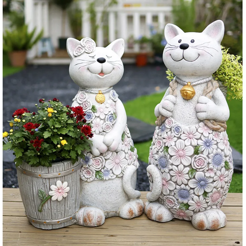 

Outdoor Courtyard Plant Pot Cute Cartoon Bonsai Basin Lucky Cat Succulent Container Garden Landscaping Craft Ornaments