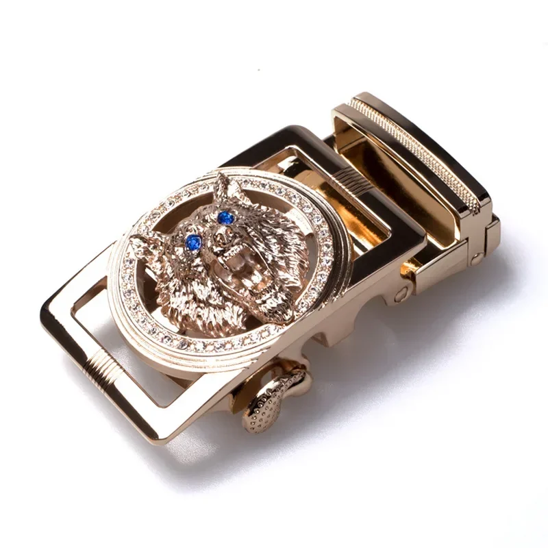 Fashion Men Business Automatic Buckle Silver Wolf Alloy Buckle Personality All Casual Belt Accessories 3.5cm