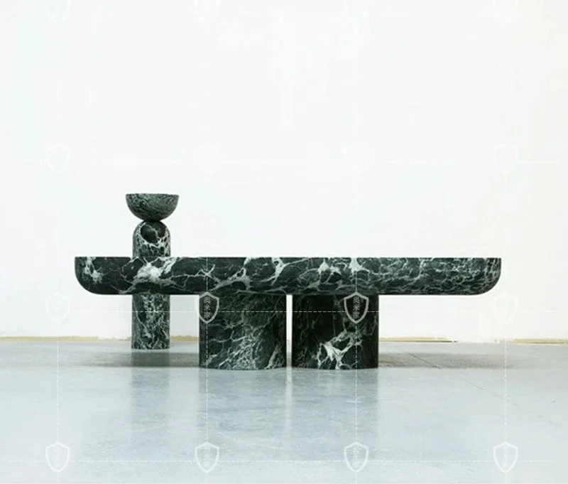 

N Natural Marble Tea Table Oval Tea Table Square Light Luxury Stone Tea Table High-End