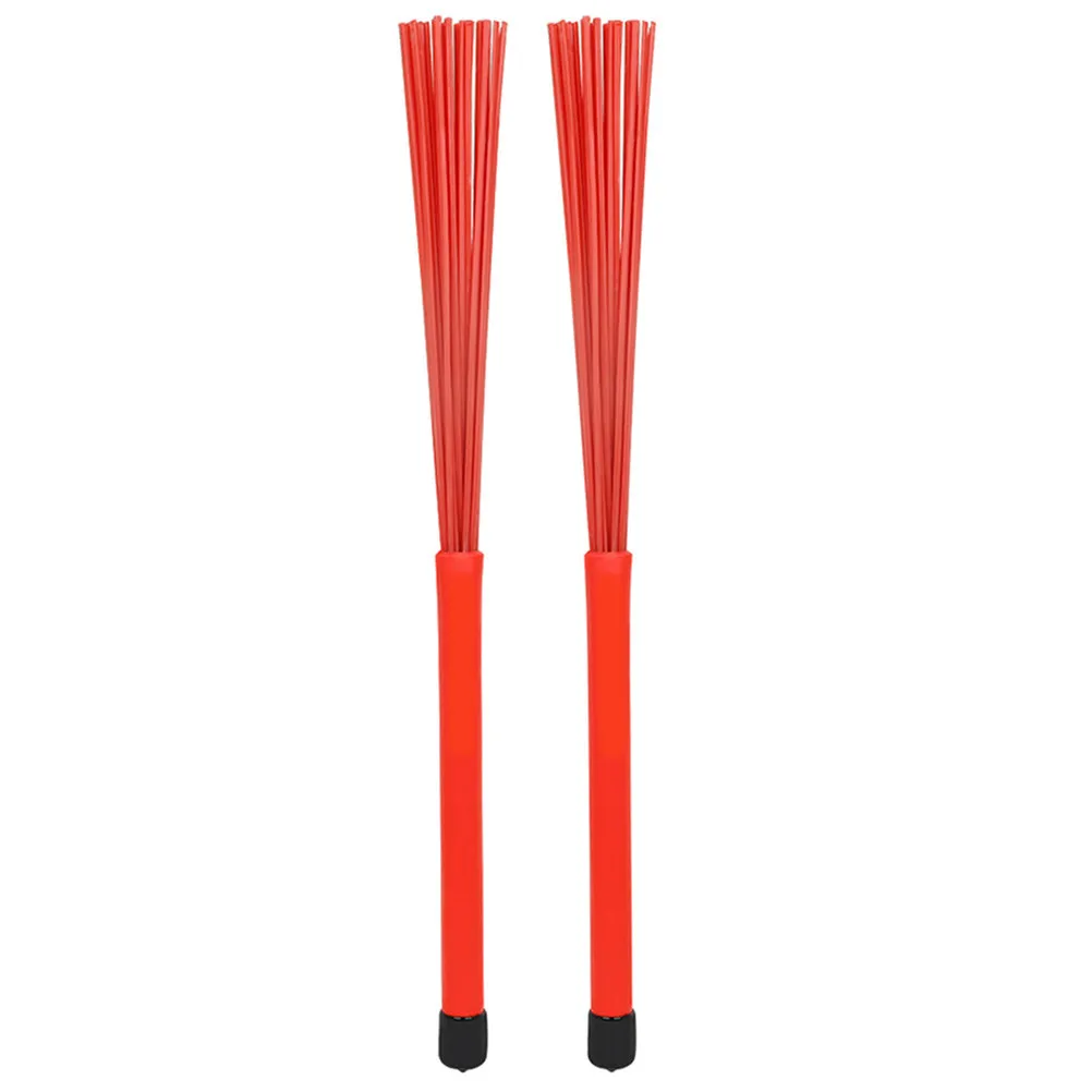 1Pair Drum Brush Rubber Plastic Non Slip Handle Telescopic Jazz Drum Wire Brush Accessory Percussion Instrument Cleaning