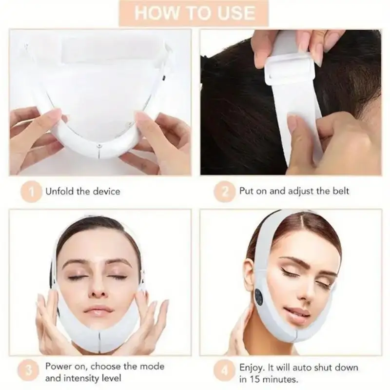 Banda facial eléctrica en V, masajeador para el cuidado de la piel facial, pantalla LCD de resistencia ajustable, herramienta portátil para el cuidado de la piel facial