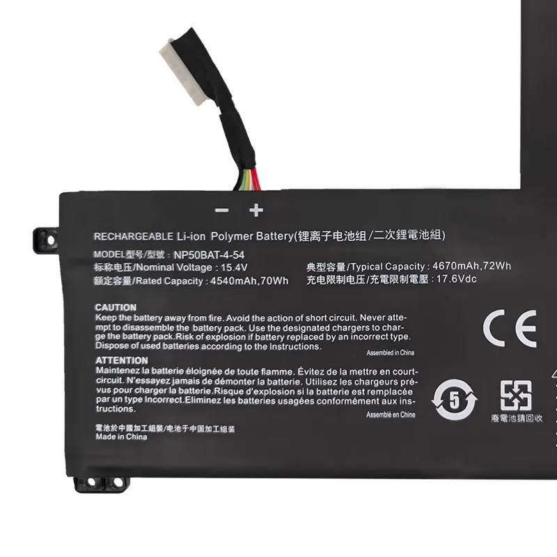 Baterai NP50BAT-4-54 6-87-NPSKS-53G00 untuk Clevo NP70 Colorful JiangXin X17 AT22 X15 XS22 untuk Hasee T8-DA7NP i7Baterai Laptop