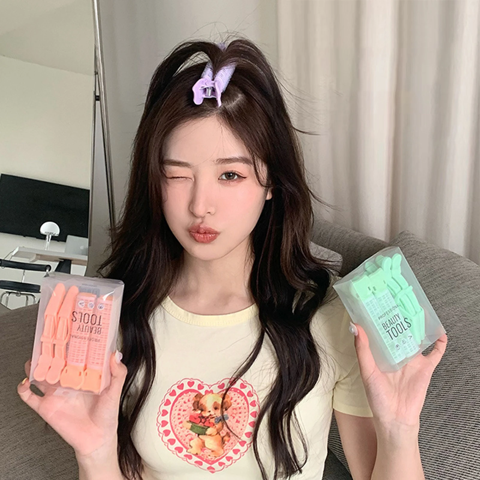 

2 шт., роликовые щипцы для завивки волос с воздушной челкой, зажим для подтяжки объемного корня, инструмент для фиксации высокой короны для женщин и девочек