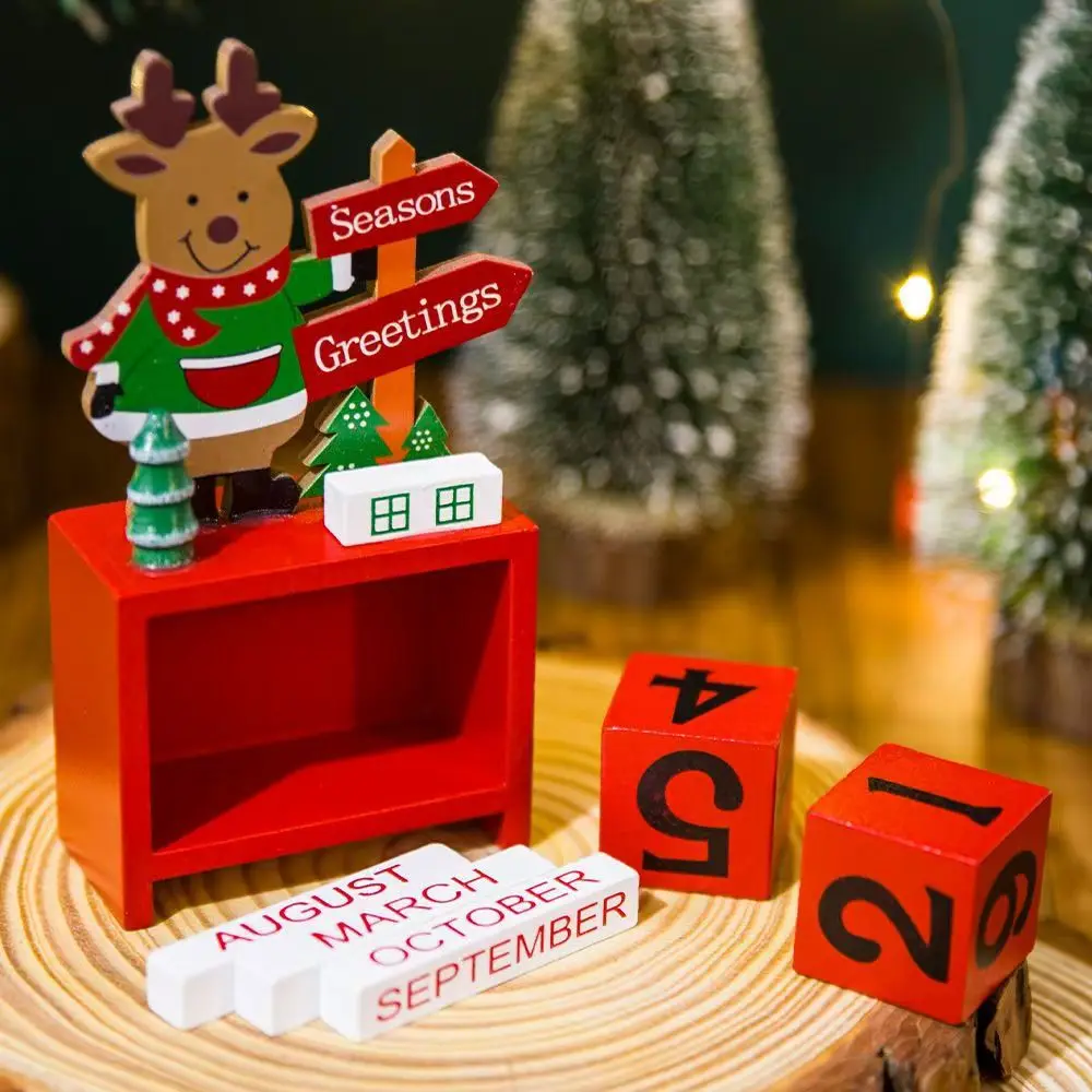 

New Christmas Advent Calendar Wooden Ornaments Decorations for Home Xmas Table Decor New Year Cute Office Desk Accessories