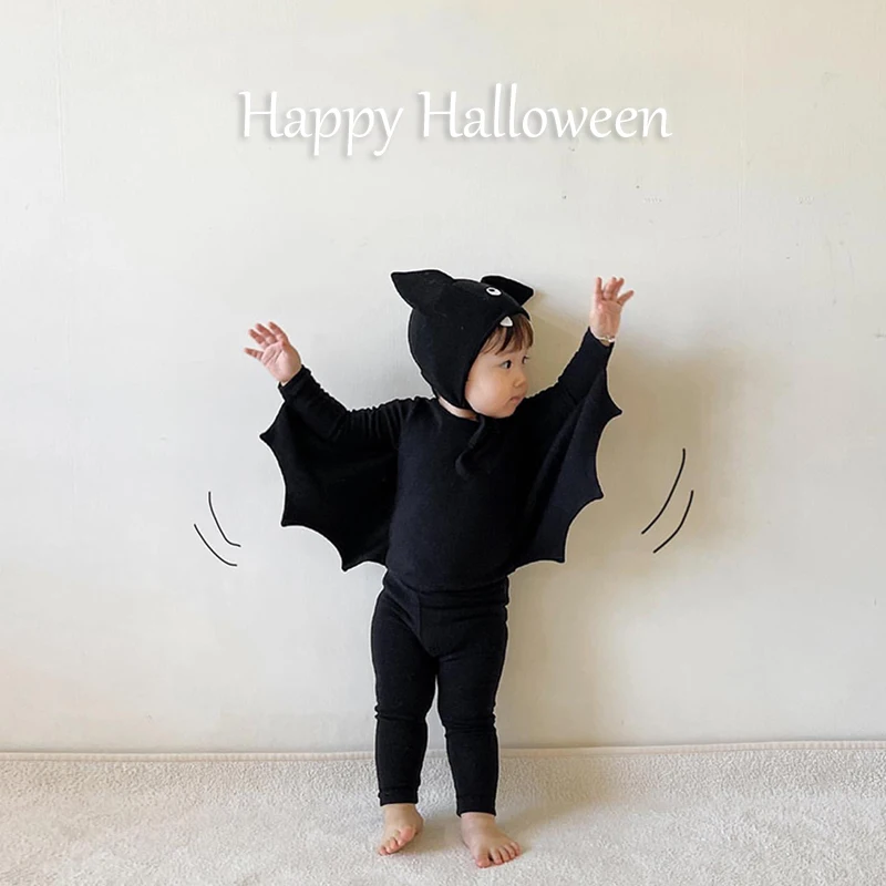 Autumn Kid Little Devil Pajama Set Elastic Tops+Pants+Hats.Unisex Children\'s Sleepwear Suit Toddler Boy Girl Halloween Clothes