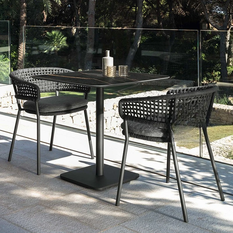 Mesas y sillas de exterior, mesa de comedor de losa de roca, patio, bar, cafetería, villa, terraza, muebles combinados nórdicos