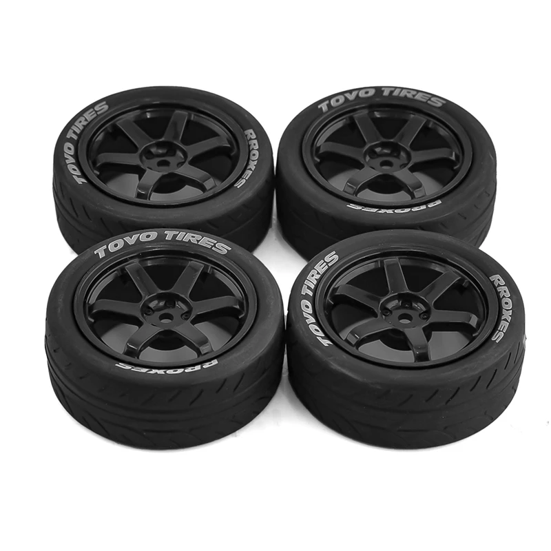 4PCS 68Mm 1/10 RC Racing Car Tires On Road Touring Drift Car Tyre Wheel Replacement Accessories For TT01 TT02 XV01 Black