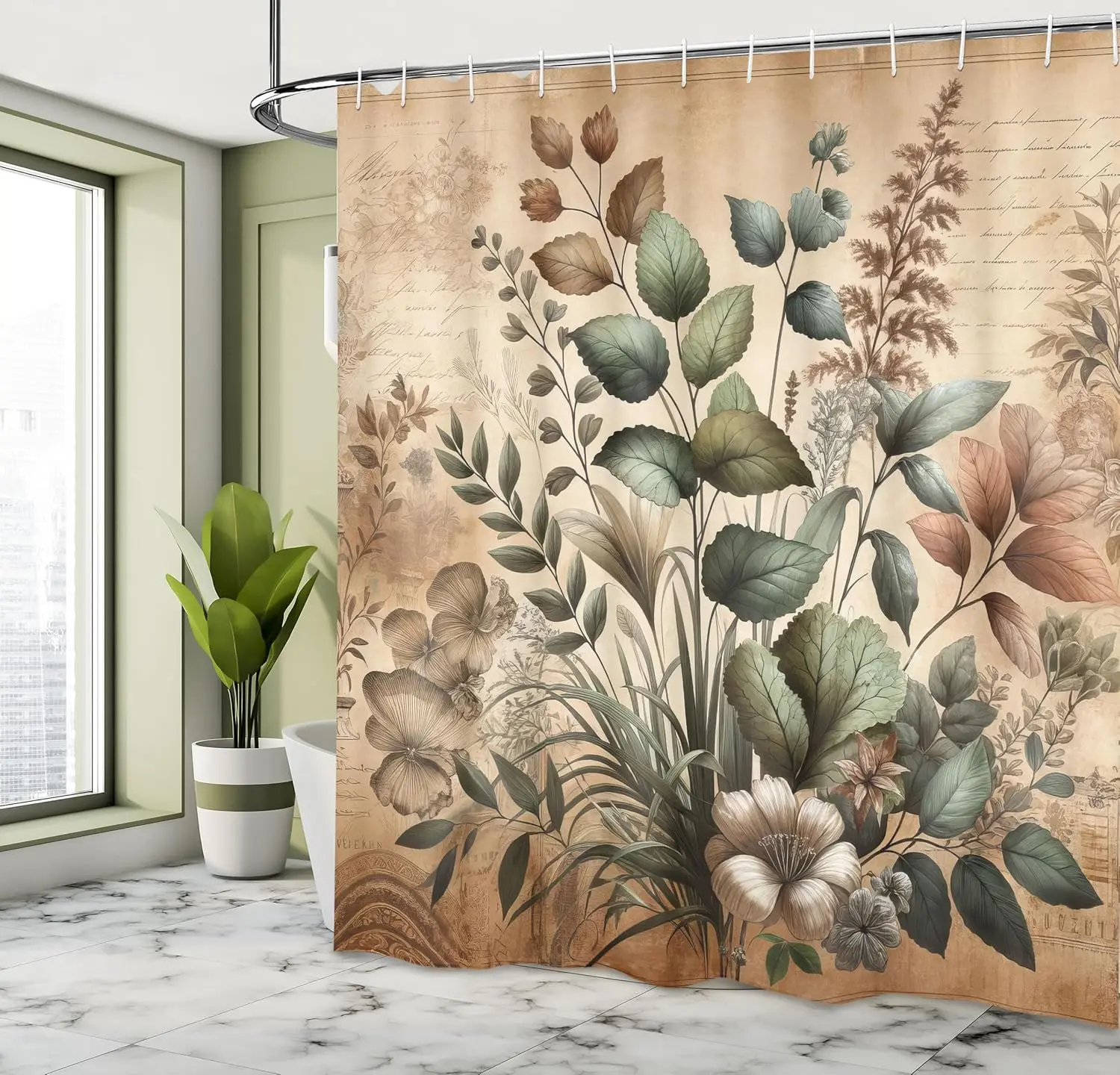 

Винтажная занавеска для душа, в стиле средневекового ботаника, в стиле листового сада, обнимающаяся на спине земли, тканевая ткань для ванной комнаты, декабрь