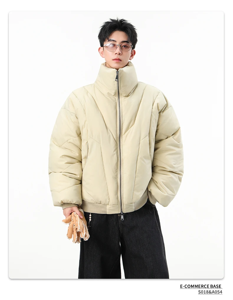 IEFB Faux Suede Warm Padded Winter Jacket For Men Retro Oversized Stand Collar Zip Casual Thick Outerwear Coat 9X4141