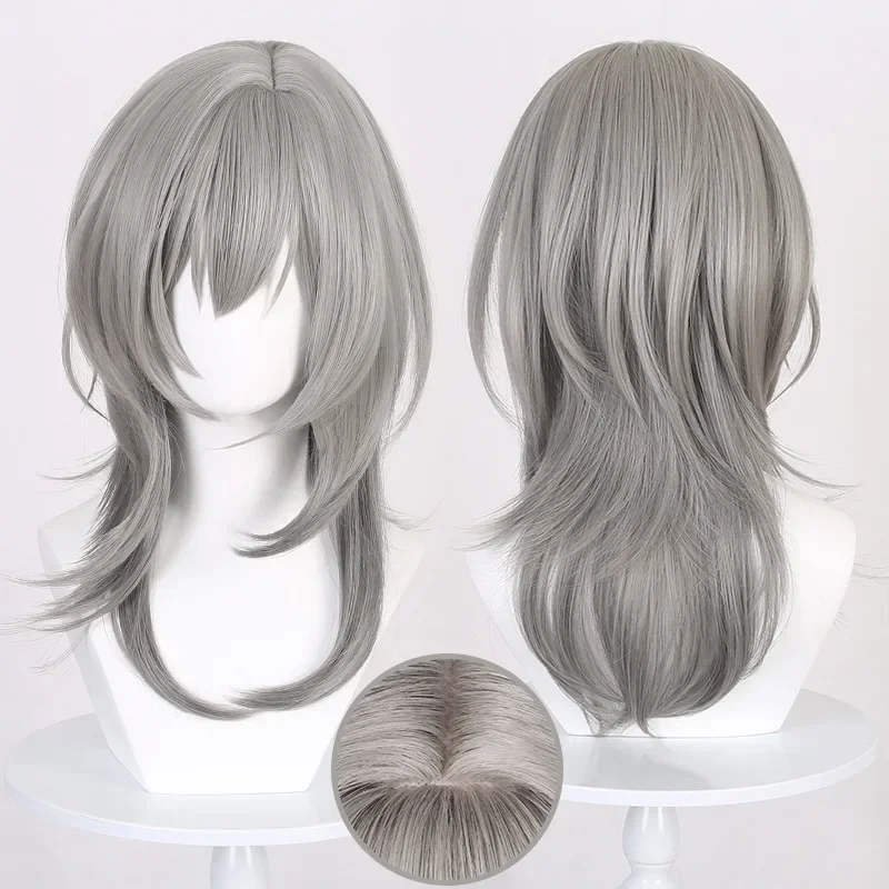 Honkai: Star Rail Trailblazer Cosplay Wig 36cm/52cm Long Gray Gradient Wigs Heat Resistant Synthetic Hair Halloween Party