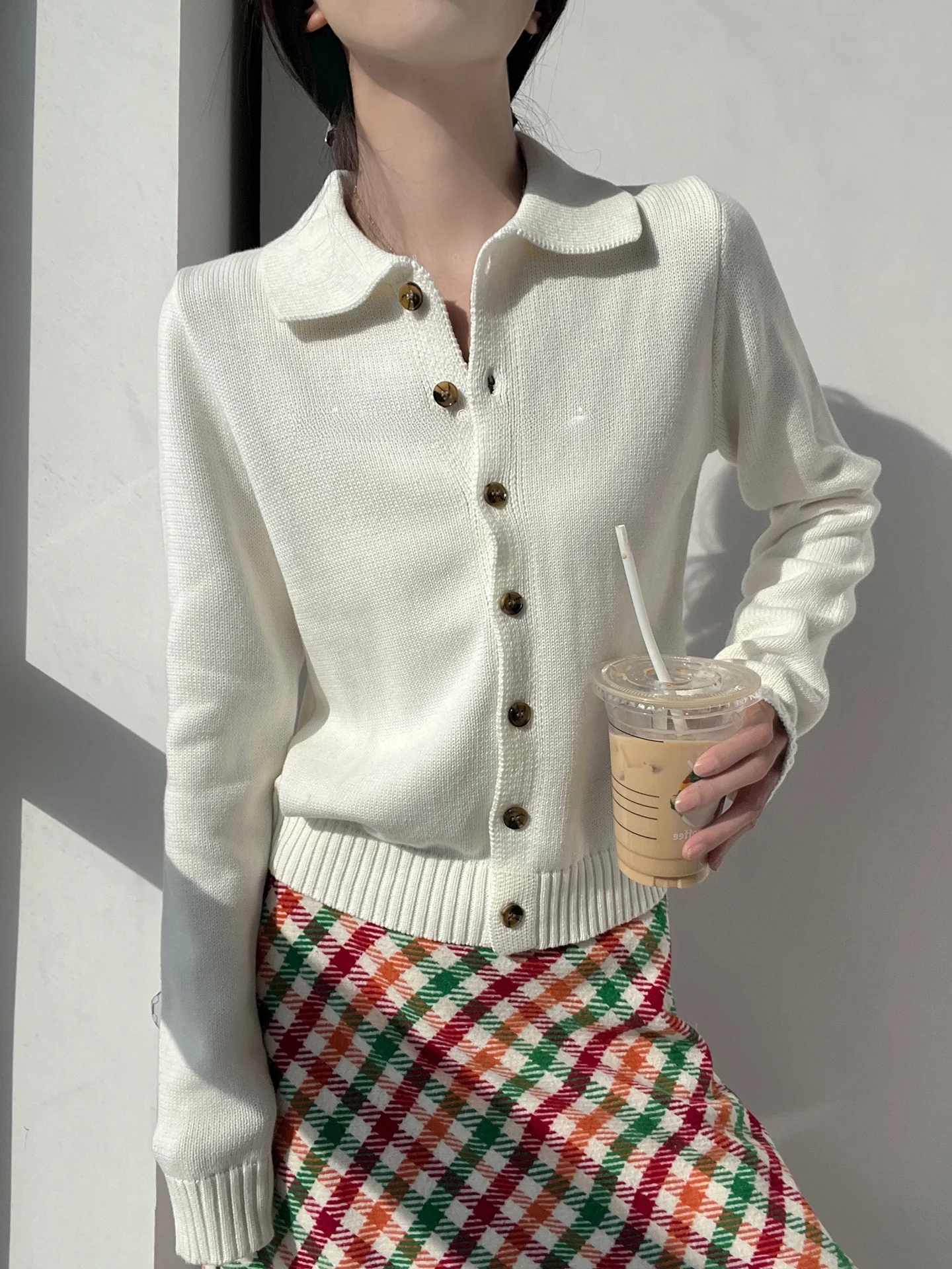 

MianCun Women's American Sle Collar Knitted Sweater Long Sve Lazy Open Cardigan Versatile Knitwear Outerwear