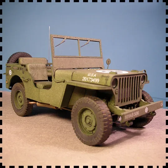 

1:25 WW2 США Willys MB Jeep Автомобиль Армейский грузовик Ручная работа Бумажная модель Комплект игрушек ручной работы Пазлы