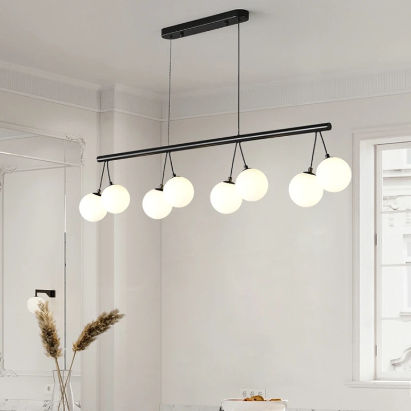 Nordic Led Circle Chandelier Modern Glass Ball Chandelier Living Room Bedroom Restaurant Kitchen Iron Dining Table Hanging Lamp