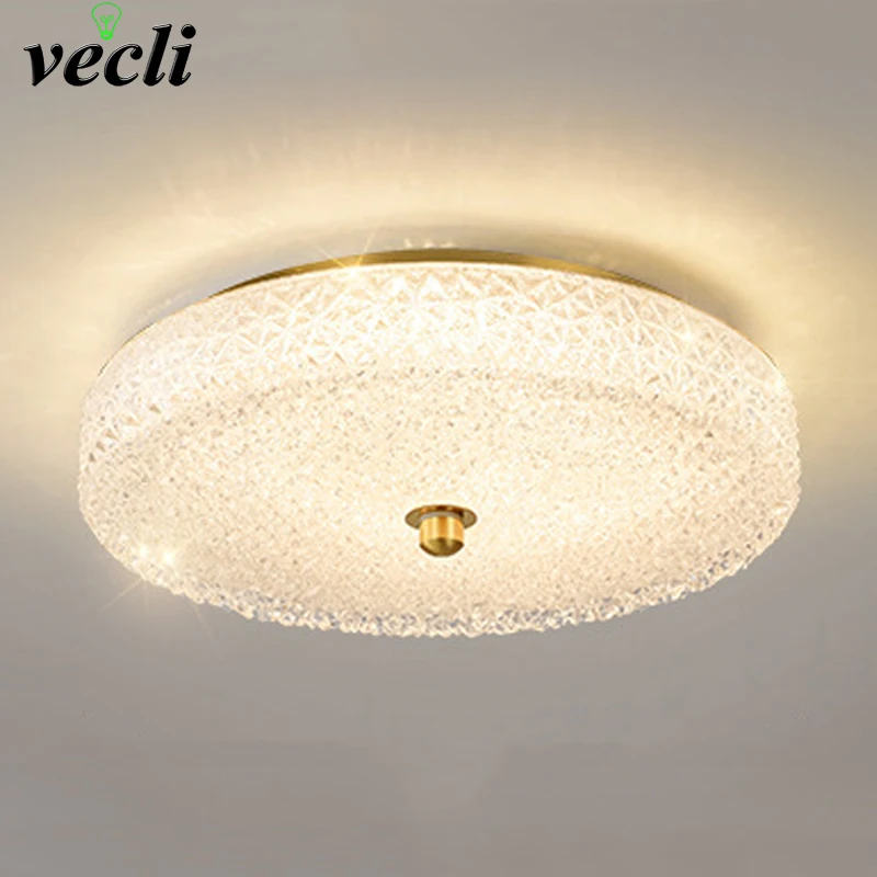 All-Copper High-End Style Master Bedroom Ceiling Lamp Crystal Glass Nordic Light Luxury Round And Grand Creative Room Lamp