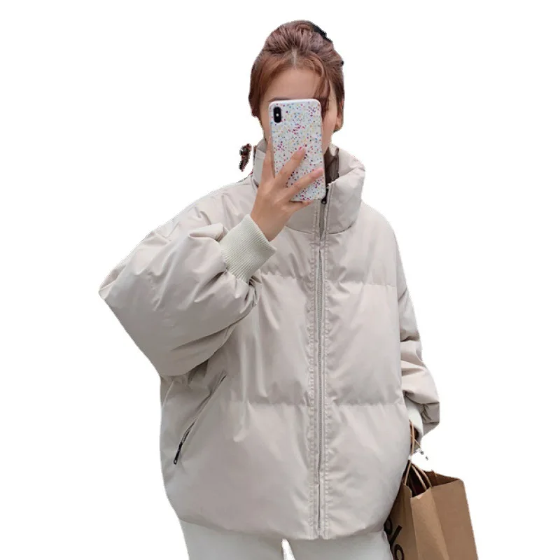 Loose Short Down Cotton Jackets Women Winter Warm Thick Coats Padding Outwear Short Winter Down Quilted Jackets Beige Women