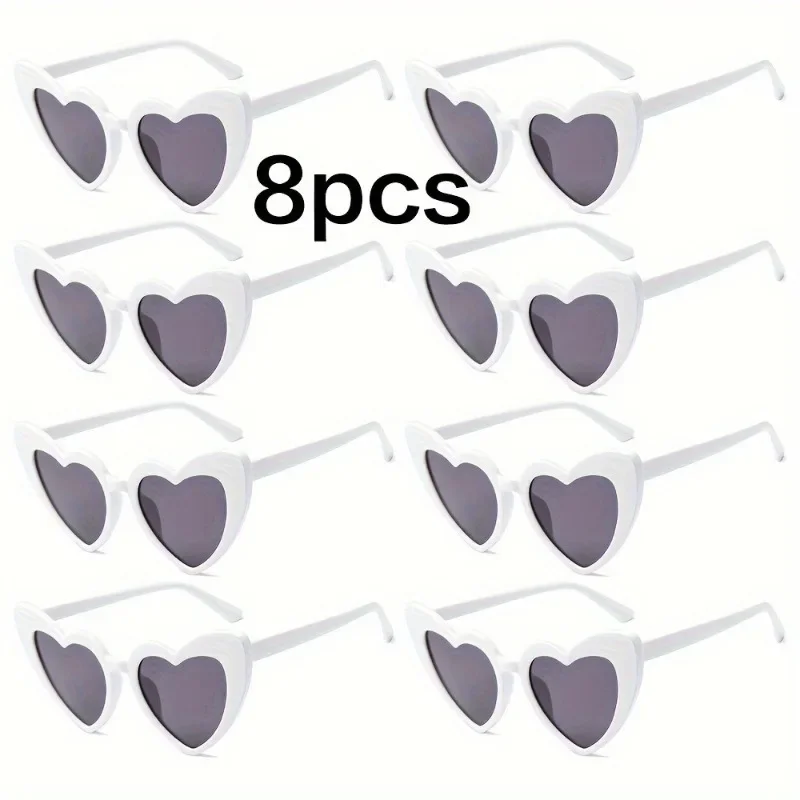 

8pcs Women's and Men's Heart-shaped Framed Fashionable Glasses Perfect for Casual Gatherings Weddings Birthdays Casual Glasses