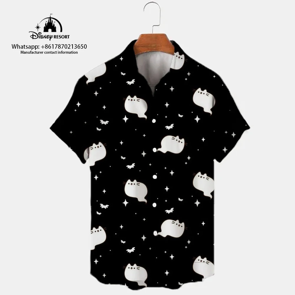 Street Fashion Comfortabele Y 2K Stijl Heren Shirt 2024 Halloween Nieuwe Mickey 3d Cartoon Korte Mouwen Shirt Casual Comfortabele Shi